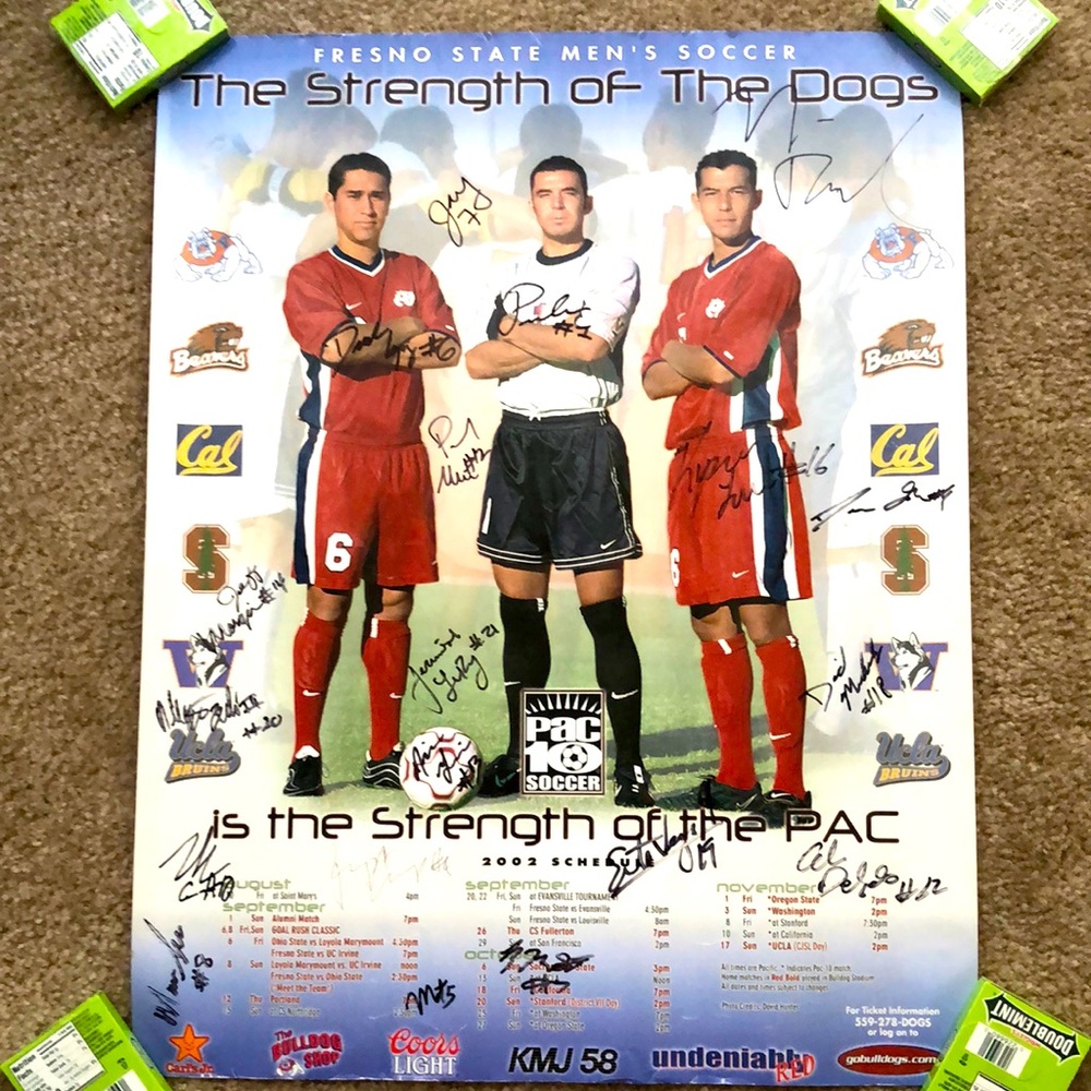2002 FRESNO STATE MENS SOCCER SIGNED TEAM POSTER
